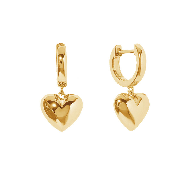 Luksusowy Heart Dangle Złote kolczyki z haków Sterling Silver 925 biżuteria dla kobiet