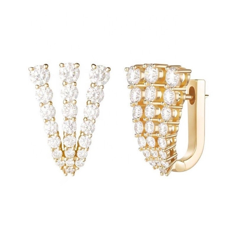 18K Złoto 925 Sterling Silver Pave CZ Kobietowe kolczyki Huggie Klasyczny styl