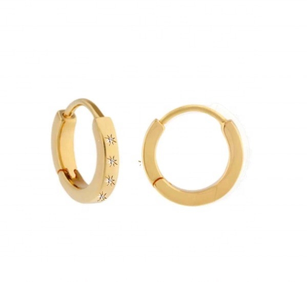 Stylowe kolczyki 14K złota gwiazda Vermeil Set diamentowy objęcia obroże dla stylu bez wysiłku