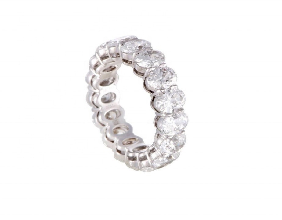 Jasny CZ Owal Eternity Band Pierścionek biżuteria Kobiety Srebrny Pierścień Eternity