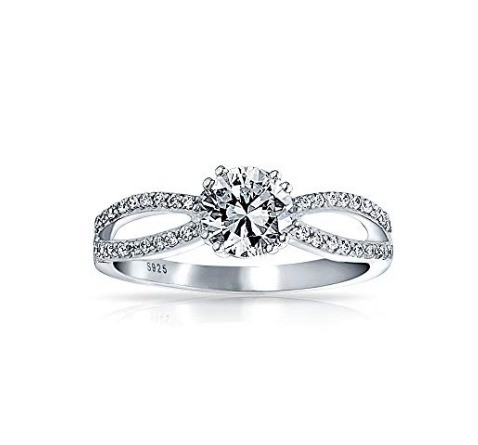 925 Sterling Silver Ring Mikron Pave White Gold Plated dla kobiet