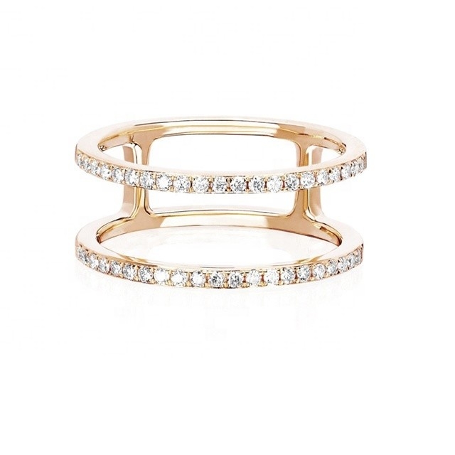 Białe CZ Dwukrotnie zestawialne pierścienie złoto 18K pokryte złotem prawdziwym 925 Sterling Silver Crystal Cubic Zircon biżuteria