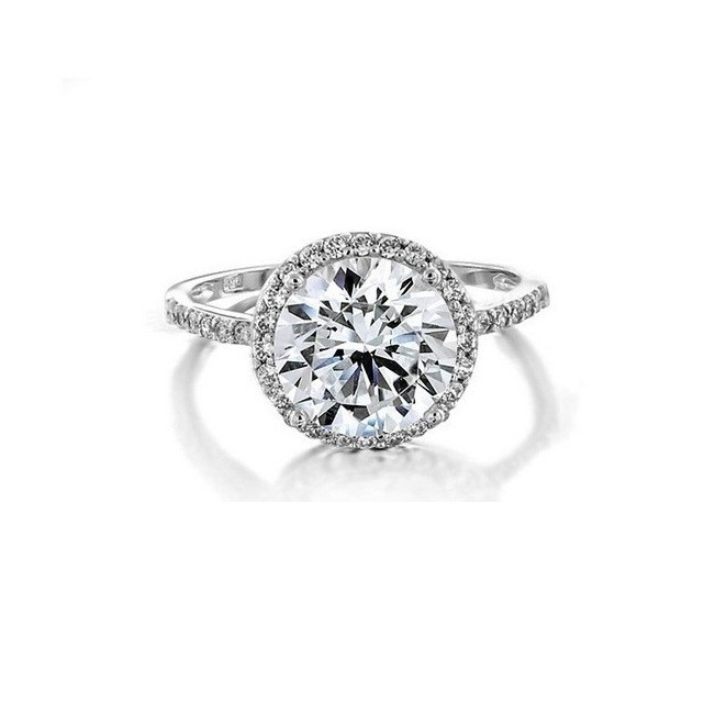 Pierścień zaręczynowy 925 srebra 10 mm biały CZ Solitaire z kamieniem głównym 10 mm