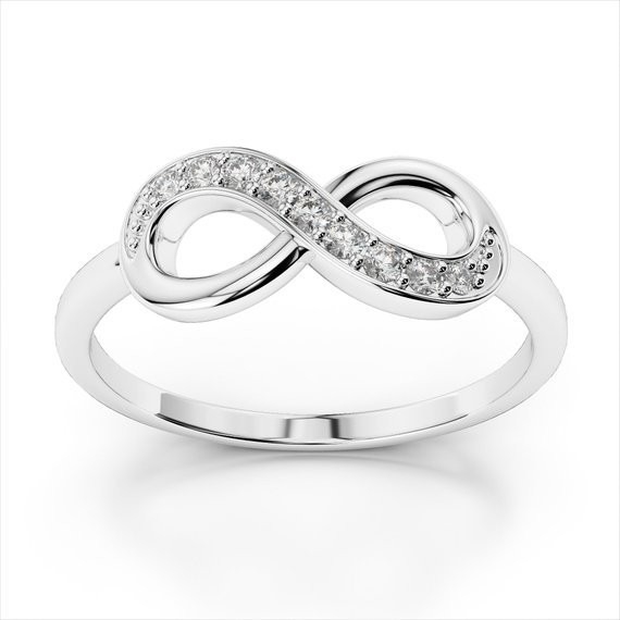 Biały CZ Stone Love Infinity Rings w 925 srebra dla wiecznego romansu
