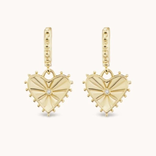 14K złoto pokryte Dangle Drop Heart Huggies kolczyki dla kobiet są 925 Sterling Silver