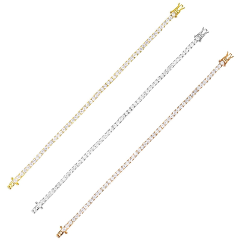 Hot Item 925 Sterling Silver Plating Gold 3mm Cubic Zirconia Tenisowa bransoletka dla kobiet