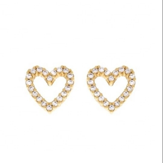 Płytki z brązu/miedzi/925 Sterling Silver Heart Stud z pełnym pawelem CZ Heart Rozmiar 8 mm