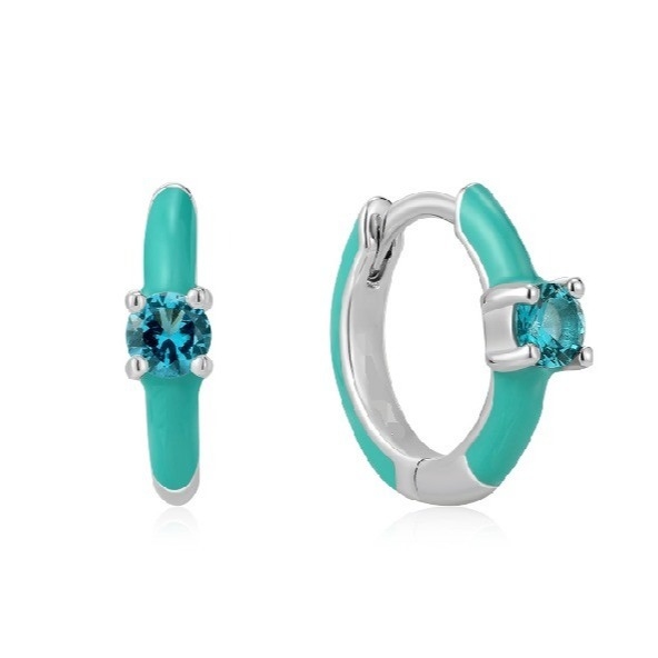 Neon Turquoise Enamel Micro Pave CZ Candy Kolorowe Dziewczynki Kobiety Kolczyki przyjazne dla środowiska Tak