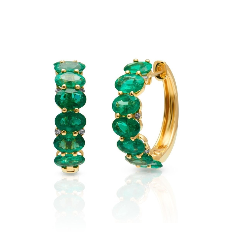925 Sterling Silver Oval Green CZ Kobietowe kolczyki 18K Gold Half Eternity Band