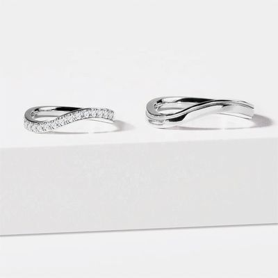 925 Skarb Sterling Biały Złot Diament CZ Pierścień Wave dla kobiet biżuteria OEM/ODM