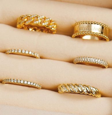 Ręcznie twist klasyczny 925 srebrny pierścionek dla kobiet biżuteria pokryta złotem 18K
