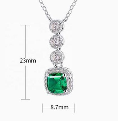 Emerald Retro Pendant Clavicle Chain in 925 Silver with Pave Setting Inlay Technology