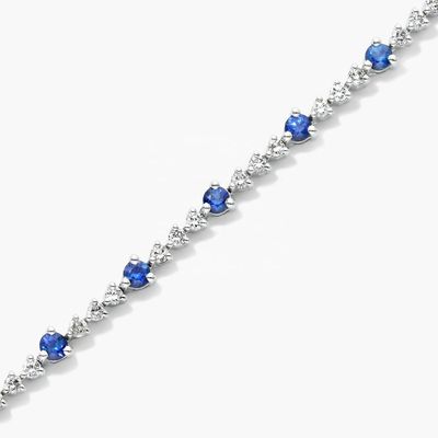 3MM Biały Zirkon Rubinowy bransoletka tenisowa okrągły strzał Sterling srebrny bransoletka tenisowa