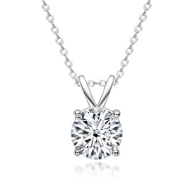 925 Sterling Silver Pendant dla dziewcząt 18K Yellow Gold Round Cut Solitaire Stone Gift