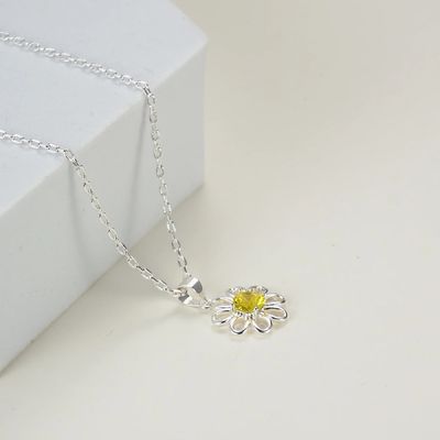 925 Sterling Silver Sunflower Pendant z łańcuchem biżuterii