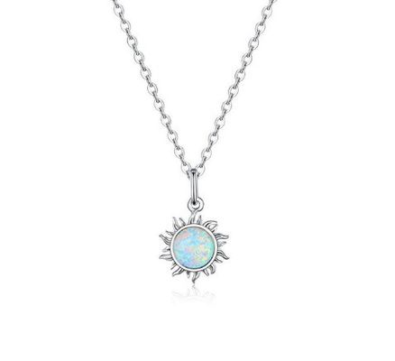 Słonecznik opal i diamentowy naszyjnik 15mm Kobiety opal naszyjnik 45CM + 5CM