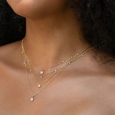 Mały, w kształcie dysku, 18K złoto pokryty diamentowy naszyjnik CZ dla dziewcząt w stylu klasycznym