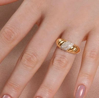 Platyna Płaty okrągłe Brilliant Cut Diamentowy kopuła Pierścień dla kobiet
