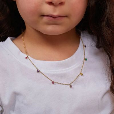 925 Srebrny naszyjnik dziecięcy z zabawnym tęczą