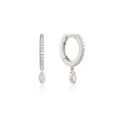 925 Sterling Silver Marquise Cut Zircon Drop Hoop Earrings for Engagement Occasion o średnicy 12 mm i grubości 2 mm