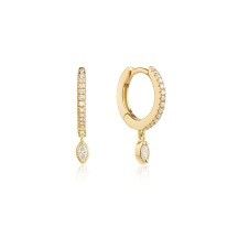 925 Sterling Silver Marquise Cut Zircon Drop Hoop Earrings for Engagement Occasion o średnicy 12 mm i grubości 2 mm