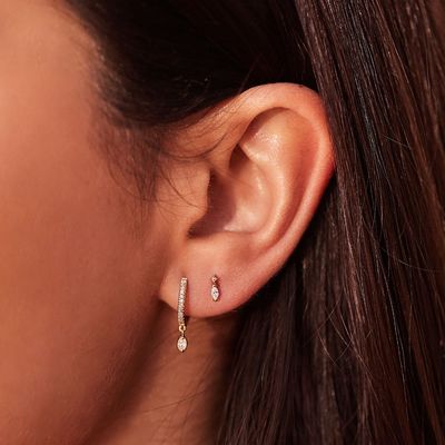 925 Sterling Silver Marquise Cut Zircon Drop Hoop Earrings for Engagement Occasion o średnicy 12 mm i grubości 2 mm