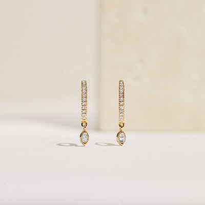 925 Sterling Silver Marquise Cut Zircon Drop Hoop Earrings for Engagement Occasion o średnicy 12 mm i grubości 2 mm