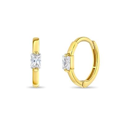 14K Złote 10mm Baguette Cut Pink Cubic Zircon Dziecięce kolczyki z 50PRS MOQ