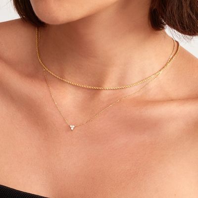 18K złoty wisiorek z cyrkonu srebrny łańcuch trójkowy diamentowy sześcienny naszyjnik z cyrkonu