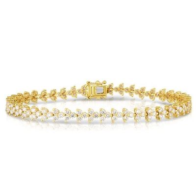 Designer 18K złoto 925 srebrny kwiat urok kobiety bransoletka tenisowa z ZIRCON
