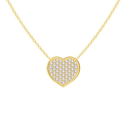 18" długość łańcucha okrągły cięcie diament 925 srebrny złoty wisiorek
