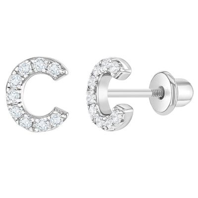 Białe kolczyki CZ Micron Pave