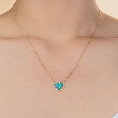 925 srebrny łańcuch biżuteria diament i turkusowe serce zwrot naszyjnik bez perłowego łańcucha