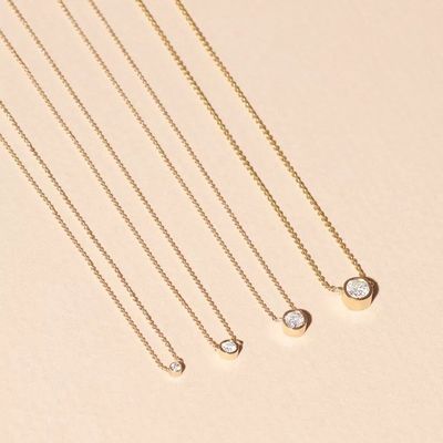 Simple 925 Sterling Silver Solitaire Diamentowy Naszyjnik CZ w rozmiarach kamiennych 7mm/10mm/15mm