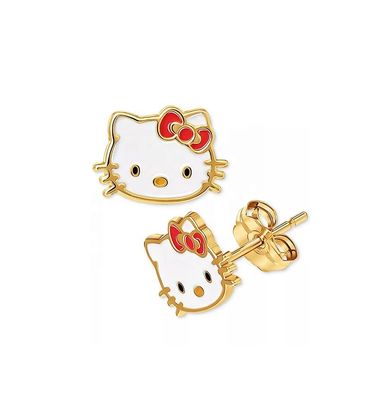 Złote kolczyki Hello Kitty w 925 srebra
