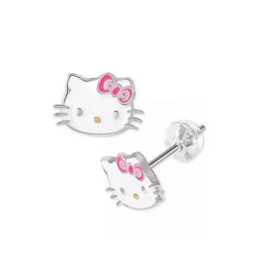 Złote kolczyki Hello Kitty w 925 srebra