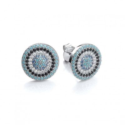 Krąg ZIRCON 18K Złote ręcznie wykonane Mikron Pave CZ Eye Turkiye Design Stud Kolczyk 925 Sterling Silver