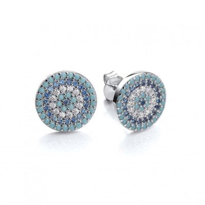 Krąg ZIRCON 18K Złote ręcznie wykonane Mikron Pave CZ Eye Turkiye Design Stud Kolczyk 925 Sterling Silver