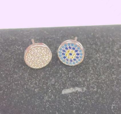 Krąg ZIRCON 18K Złote ręcznie wykonane Mikron Pave CZ Eye Turkiye Design Stud Kolczyk 925 Sterling Silver