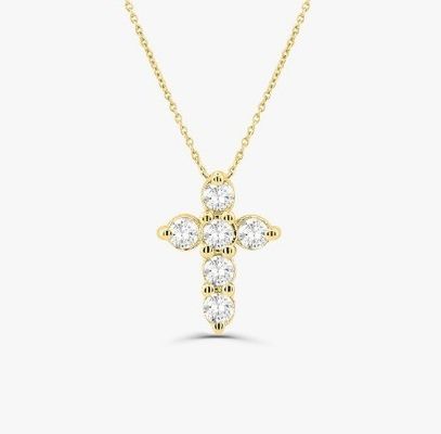 Druzy Stone Diamentowy Krzyż Naszyjnik Okrągły Brilliant Cut 925 Srebrny Krzyż Wisiorek