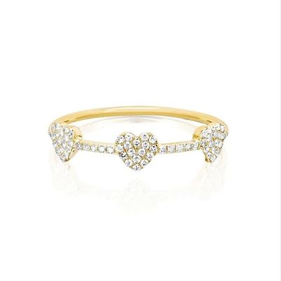18K złoto 925 srebra 3 Micro Pave serce pierścionek dla kobiet i elegancki