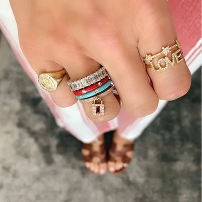 18K Złote Srebrne CZ Gwiazdkowe Zgłoszenie Pierścienie dla Kobiet Micro Pave Setting Certyfikowane