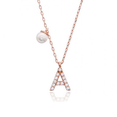 Bez niklu 925 Sterling Silver Letter Diamentowy naszyjnik popularny początkowy urok