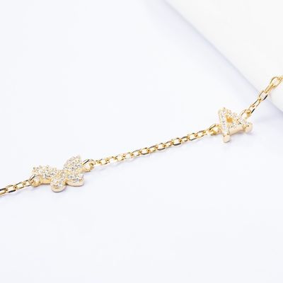 Naszyjnik Mini 18K złoto biały Mikron Pave CZ Butterfly 925 Sterling Silver Pendant