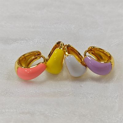 Fine Jewelry Bold Dome Emalia Huggie 925 Srebrne kolczyki