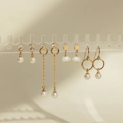 Bezel Setting CZ Stud Kolczyk Biała Perła 925 Sterling Srebro Drop Kolczyk