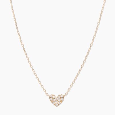 Heart Pave Biały CZ Kobiety Warstwa 925 Sterling Srebrny Naszyjnik