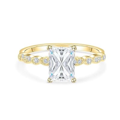 Vintage ręcznie wykonane 18K złoto baguette Cut Stone Pierścień zaręczynowy styl vintage dla kobiet