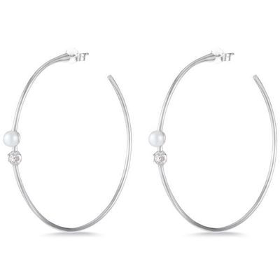925 Sterling Silver Hoop Earrings 4mm-4.5mm Słodkowodne Perły Earrings