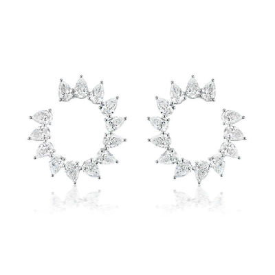 Unikalne kolczyki CZ Stud w Rhodium pokryte półkołowym kształtem dla kobiet